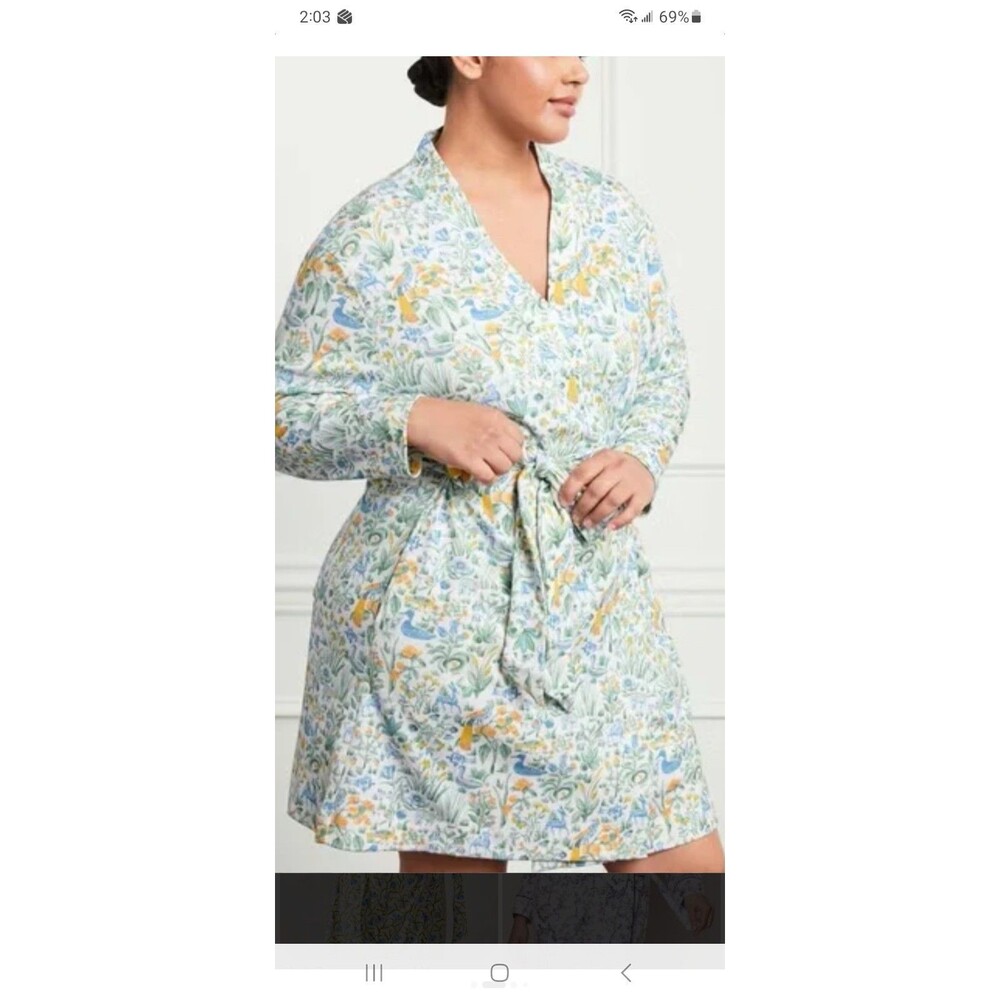 Hill House The Drew knit cotton robe 2XL plus sz Sherwood Forest pockets rare
